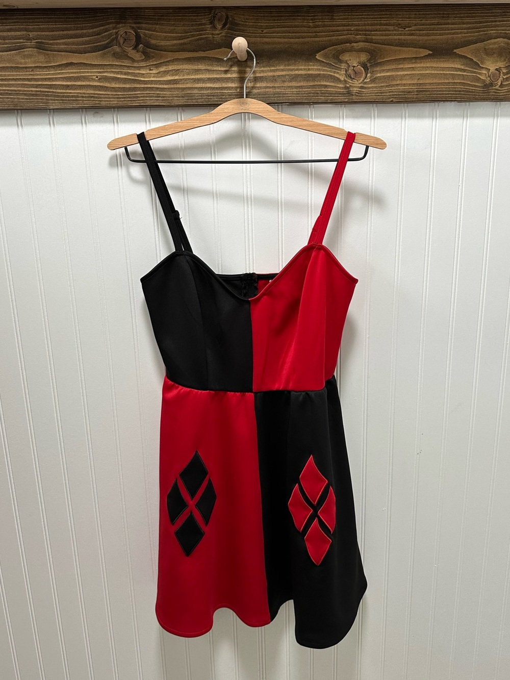 DC Comics Red and Black Harley Quinn Colorblock Mini Dress